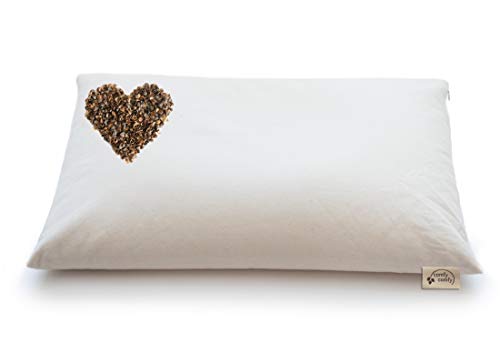 ComfySleep Buckwheat Hull Pillow with Pillowcase+ 2 lbs Extra Buckwheat Hulls 100% Made in USA (20