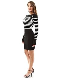 PattyBoutik - Vestido de jersey para mujer, diseño de rayas