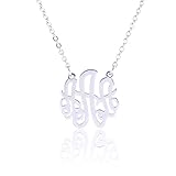 HUAN XUN Monogram Necklace Initial Letters A-Z Stainless Steel