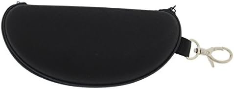 Unisex Nylon Hard, Zippered Sunglass Case with Swivel Keychain Hook (6.75"x2.5") (Black)