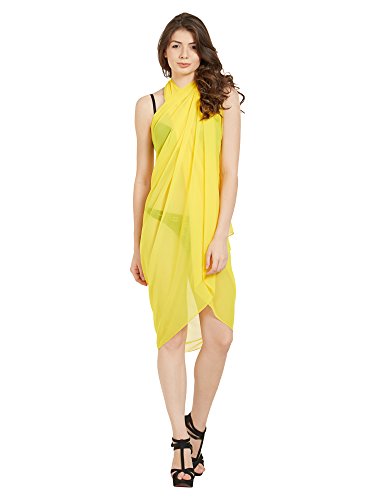 ELINA FASHION Sarongs Womens Faux Georgette Sexy Swimsuit Beach Bath Wrap Cover-up (Yellow)