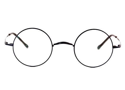 Agstum Pure Titanium Retro Round Prescription Eyeglasses Frame (Without Nose Pads) (Black, 44mm)