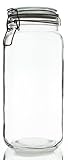Swing-Top Food Storage Glass Jar Canister in Clear Glass, 67 Ounce