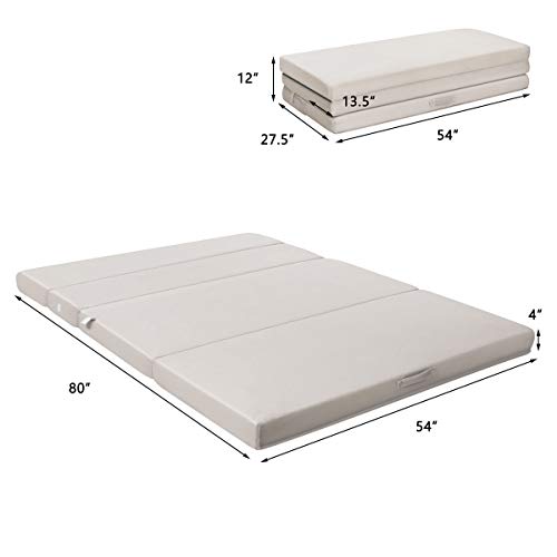 Giantex 4" Thick Folding Portable Mattress Pad Sofa Bed with Carrying