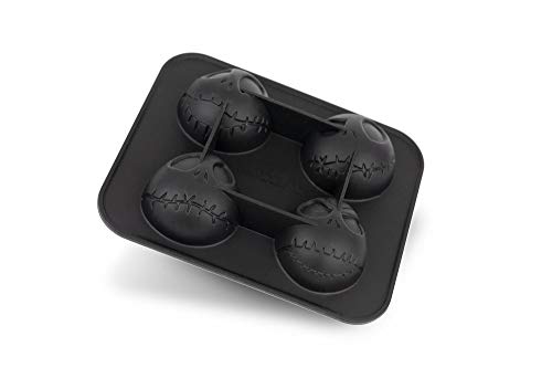 Nightmare Before Christmas Jack Skellington Silicone Ice Cube Tray - 4 Flexible Molds - Unique Kitchen Novelty Item Makes Creepy 3D Ice, Candy Or Soap of Jack's Face - A 25th Anniversary Collectible