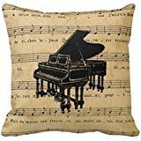 Grand Piano Antique French Sheet Music Pillow Case 18" * 18"