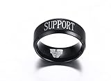 Stainless Steel League of Legends LOL Rings,SUPPORT Engraved,Black,Size 6