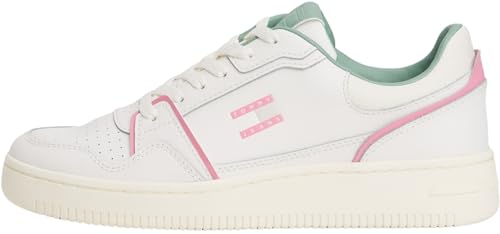 Donna Sneakers con Suola Preformata Retro Basket Profilo Basso, Bianco (Ecru/Mystic Pink), 39