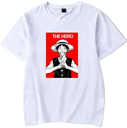 AMOMA Summer Unisex Pure Color Anime One Piece T-Shirt Casual Luffy Chopper Flag Tops Tees