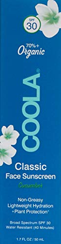 COOLA Suncare Classic Face Organic Sunscreen SPF 30 Lotion, Cucumber, 1.7 Fl. Oz.