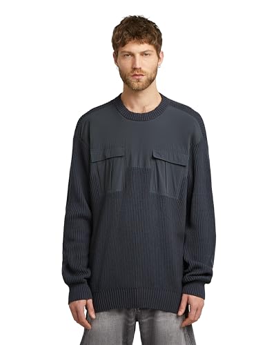 G-STAR 8719965012981 Men's Woven Mix r Knit Sweater, India Ink D26725-C868-H392, XXL, Azul (India Ink D26725-c868-h392), XXL
