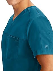 Healing Hands Mens Scrubs Top One Pocket Purple