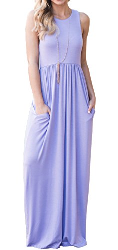 Grecerelle women s sleeveless racerback loose plain maxi dresses …