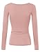 Doublju Womens Basic Sexy Deep Round Neck T-Shirt (Made In USA)