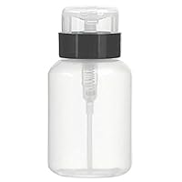 LASSUM 200ml (7 oz) Push Down Empty Pump Dispenser for Nail Polish Remover Liquid Bottle, Black and Clear