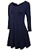 BELAROI Women's Casual Flare Plain Simple 3/4 Sleeve T-shirt Loose Dress (3X, Navy Blue)