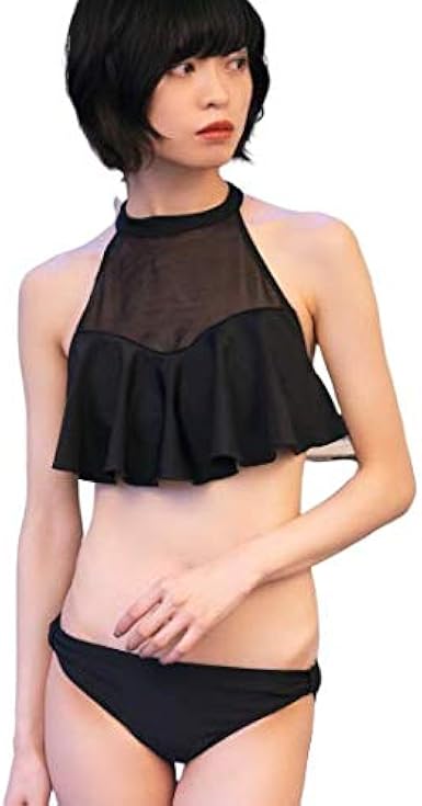 Amazon Feast Sarasuvati Swimwear 水着 レディース ビキニ ハイネック シンデレラバスト ブラック ビキニ セパレーツ 通販