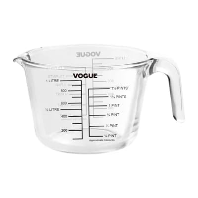 Vogue Glass Measuring Jug 1080ml - Ideal for Food Preparation, Thermal Resistant, Dishwasher and Microwave Safe DP117