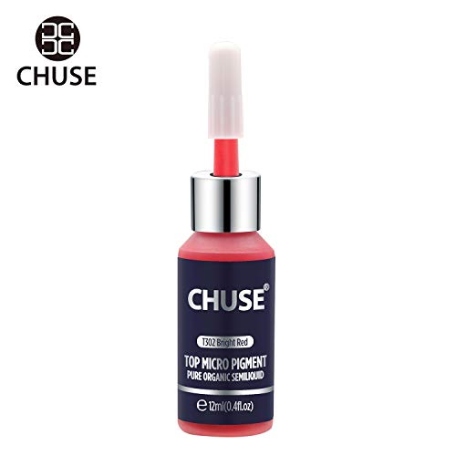 CHUSE T302, 12ml, Bright Red, Passed SGS,DermaTest Top Micro Pigment Cosmetic Color Permanent Makeup Tattoo Ink