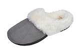 Beverly Rock Womens Faux Fur Lined Plush Clog Slipper With Detailed Stitching