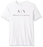 A|X Armani Exchange Men's AX Logo Crew Neck Short Sleeve Jersey T-Shirt, White, Large