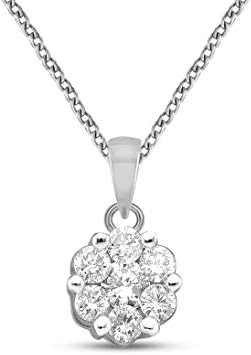 14k 1 2 カラット ダイヤモンド 日本正規代理店品 ペンダント ダイヤモンドジュエリーギフト ネックレス 天然ダイヤモンド ホワイトゴールド 女性用 100 本物のクラスター