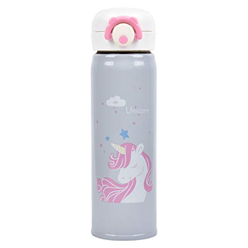 Kids Water Bottle Thermoses Unicorn Water Bottle Cup Metal Stainless Steel Vacuum Insulated Water Flask for School Kids Girls Lunch Box Leak Proof BPA Free white Unicorn
