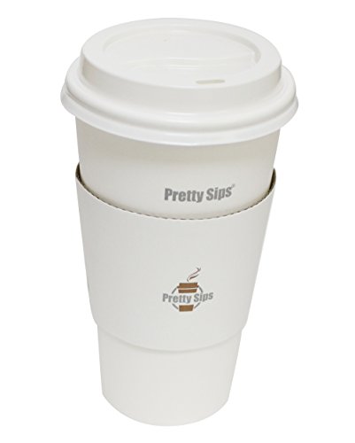 Pretty sips paper hot cups with lids and cup sleeves, w…