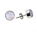 Full Moon - Large 8mm Round Rainbow Moonstone Stud Sterling Silver Earrings