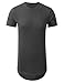 Men's Basic Hipster Longline Drop Tail T-Shirts 2XL Charcoal