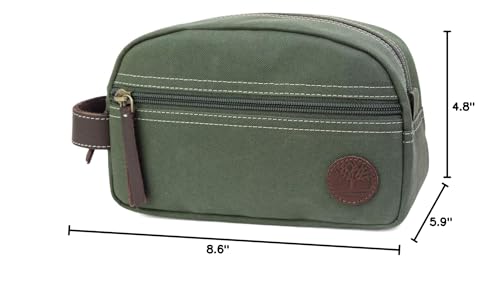 Timberland Men\'s Toiletry Bag Canvas Travel Kit Organizer, Olive, One Size