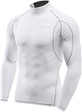 TM-MUT12-WHT_X-Large Tesla Men's Mock Long-Sleeved T-Shirt Cool Dry Compression Baselayer MUT12