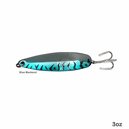 4pcs 3oz 6inch Fishing Spoon with Treble Hook Silver Tape & Blue