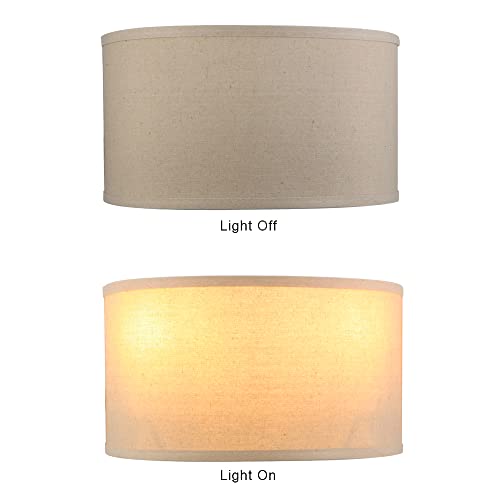 Permo Indoor Bedside Hidden Night Wall Lamp Single 2-Lights Vintage Industrial Fixture with Semicircular Fabric Shade for Reading Bedroom Living Room Dining Room Hotel(Linen)