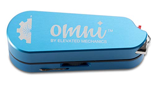 The Omni 8-in-1 Deluxe Smoking Accessory: Durable Herb and Spice Grinder Multi-Tool and Lighter Case (Neon Blue)
