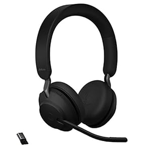 Jabra Evolve2 65 UC Wireless Headphones with Link380a, Stereo, Black – Wireless Bluetooth Headset for Calls and Music…