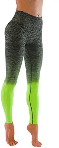 Women's Flexible Yoga Pants Ombre Leggings Activewaer L704 (XL, L704-Bl.Neon Green)