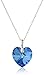 Sterling Silver Bermuda Blue Swarovski Elements Heart Pendant Necklace, 18