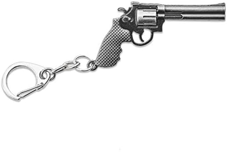 Apeixa Redhawk Revolver Pistol Antiqued Metal Keychain 2.4" Wide