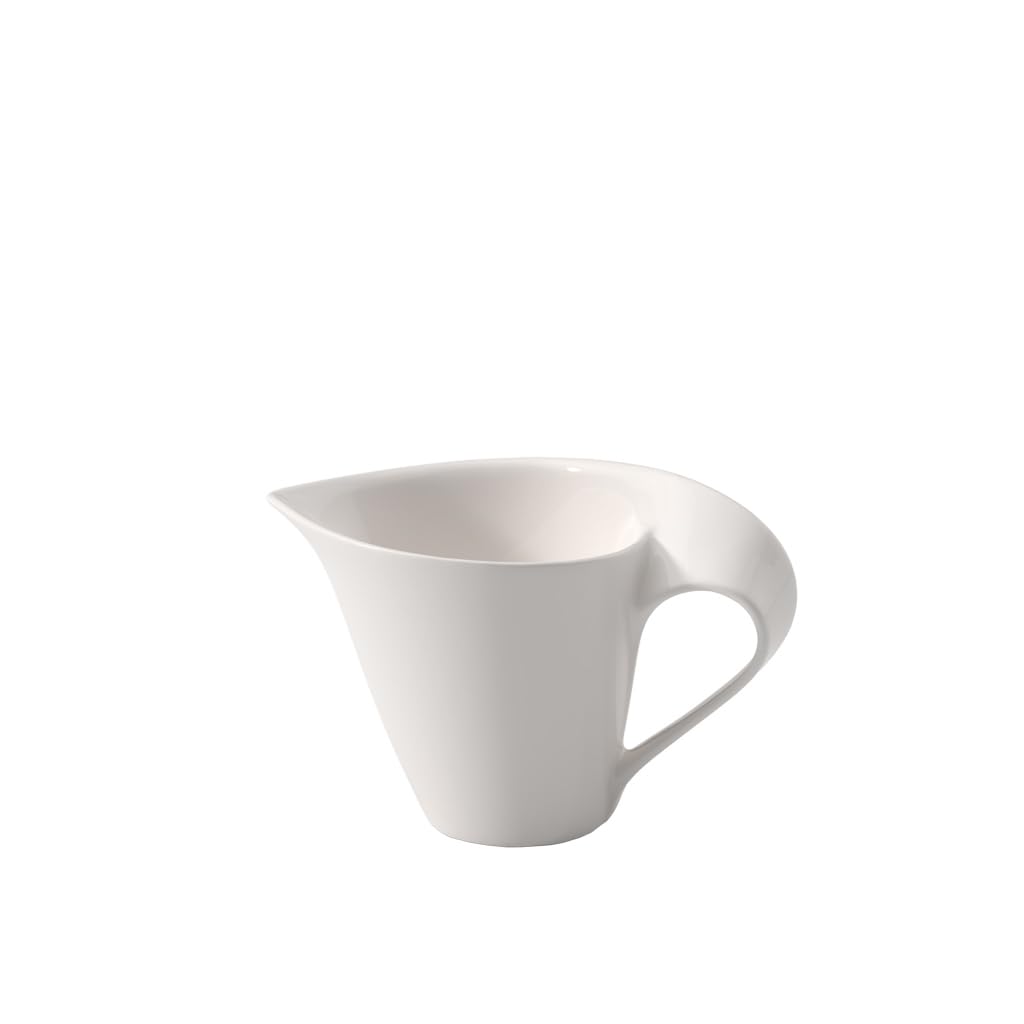 Villeroy & Boch - NewWave Milk Jug, milk jug with curved handle, premium porcelain, dishwasher and microwave safe, white, 200 ml