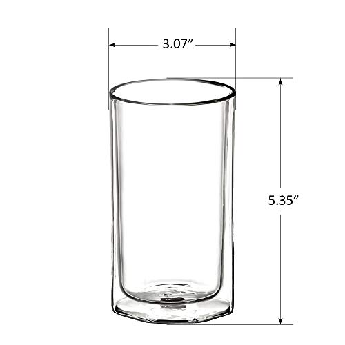 ZENS Double Wall Highball Glasses Set of 2, 14oz Water Glass Tumbler Coffee Cups, Glassware Drinking Set for Cocktails Beverage, Juice, Gift Package