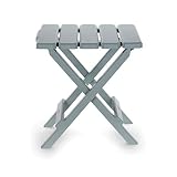 Camco 51682 Gray Regular Adirondack Portable Outdoor Folding Side Table, Perfect For The Beach, Camping, Picnics, Cookouts and More, Weatherproof and Rust Resistant