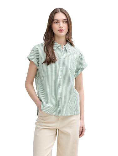 TOM TAILOR Denim 1045764 Blouse, 37253-white Green Vertical Stripe, L Femmes
