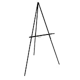 US Art Supply 64 inch High x 27-1/2 inch Wide Black Wooden Tripod Display Easel, Floor Easel, Artist Easel, Adjustable Tray Chain