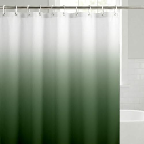 Americanflat 71x74 Green Ombre Shower Curtain - Water-Resistant Long Shower Curtain with Durable Metal Grommets and 12 Hooks - 100% Polyester