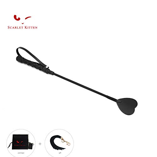SCARLET KITTEN Riding Crop Horse Whip Spanking with Leather Slapper Heart Shape Jump Bat (Black)