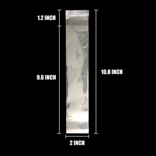 Pretzel Bag 200 PCS Pretzel Rod Bags 2 x 10.8 INCH Self Adhesive Bag Clear Cellophane Bag Flat Treat Bags for Donut Bars (2 x 10.8 INCH)