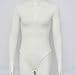 Weigou Women Jumpsuits Deep V Neck Long Sleeve Bodycon Stretch Jumpsuit Leotard Bodysuit Tops (White, M)