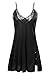 Ekouaer Womens Satin Lace Chemise Silky Nightgown Nightshirt Plus Size SleepwearBabydoll Lingerie, Black, Large