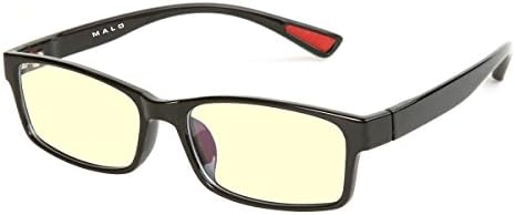 MALO Eye Fatigue Relief Glasses for Digital Screen Blue Light Blocking Glasses Anti-glare Anti-UV Anti-reflective(Unisex,Black Frame,Amber Tinted)